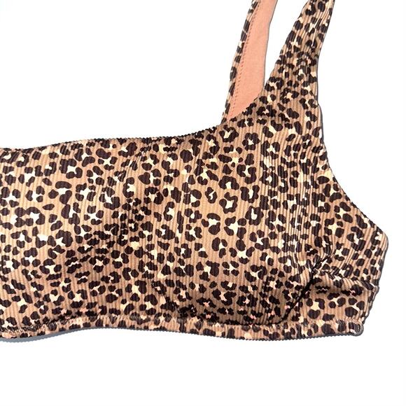 Aerie Leopard Print One Shoulder Wrap Bandeau Bikini Top Size Small - Picture 4 of 12